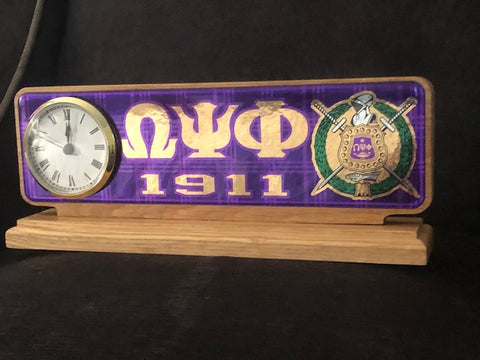 Omega Psi Phi Desk Clock